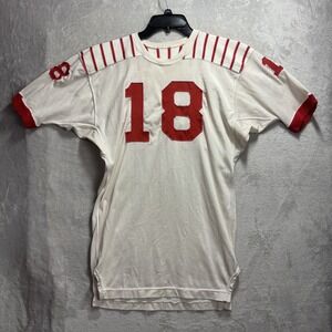 Vintage Spanjian Pasadena Men's Red White Striped Football Jersey Size 40 1960's